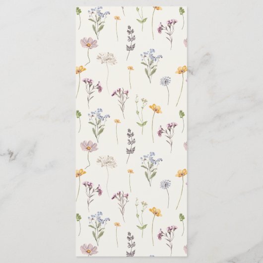 春カラフルワイルドフラワーメドウ庭園の結婚式 メニュー (裏面)