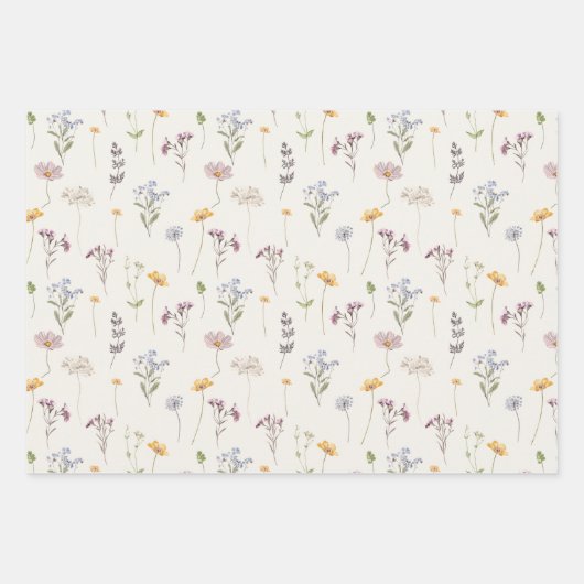 春カラフルワイルドフラワーメドウ庭園の結婚式 ラッピングペーパーシート (正面2)