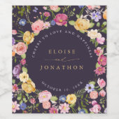 春カラフルワイルドフラワーメドウ庭園の結婚式 ワインラベル (シングルラベル)