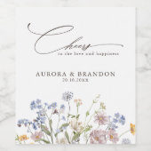 春カラフルワイルドフラワーメドウ庭園の結婚式 ワインラベル (シングルラベル)