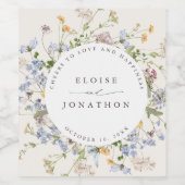 春カラフルワイルドフラワーメドウ庭園の結婚式 ワインラベル (シングルラベル)