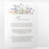 春カラフルワイルドフラワーメドウ庭園の結婚式 三つ折りプログラム (内部最初)