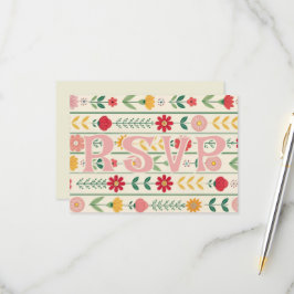 春カラフルワイルドフラワーメドウ庭園の結婚式 出欠カード