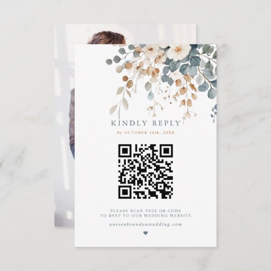 春カラフルワイルドフラワーメドウ庭園の結婚式 出欠カード (正面/裏面)