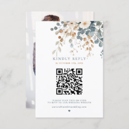 春カラフルワイルドフラワーメドウ庭園の結婚式 出欠カード