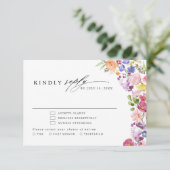 春カラフルワイルドフラワーメドウ庭園の結婚式 出欠カード (スタンド正面)