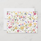 春カラフルワイルドフラワーメドウ庭園の結婚式 出欠カード (裏面)