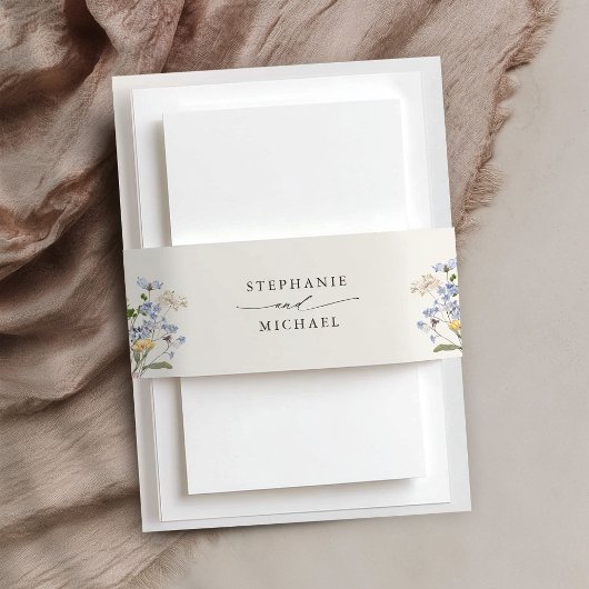 春カラフルワイルドフラワーメドウ庭園の結婚式 招待状ベリーバンド