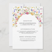 春カラフルワイルドフラワーメドウ庭園の結婚式 招待状 (裏面)