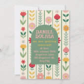 春カラフルワイルドフラワーメドウ庭園の結婚式 招待状 (正面)