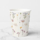 春カラフルワイルドフラワーメドウ庭園の結婚式 紙コップ (右)