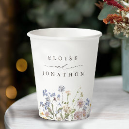 春カラフルワイルドフラワーメドウ庭園の結婚式 紙コップ