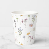 春カラフルワイルドフラワーメドウ庭園の結婚式 紙コップ (裏面)