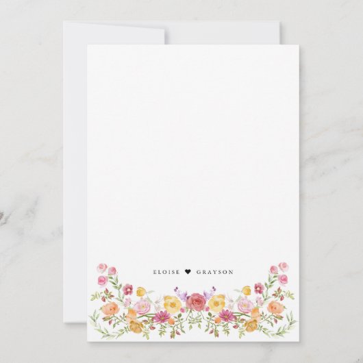 春カラフルワイルドフラワーメドウ庭園の結婚式I セーブザデート (裏面)