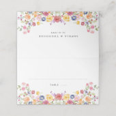 春カラフルワイルドフラワーメドウ庭園の結婚式I プレイスカード (外部開封)