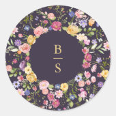 春カラフルワイルドフラワーメドウ庭園の結婚式I ラウンドシール (正面)