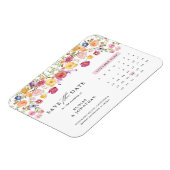 春カラフルワイルドフラワーメドウ日付を保存 マグネット (左側)