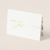 春カラフルワイルドフラワーメドウ日付を保存 箔カード (正面)