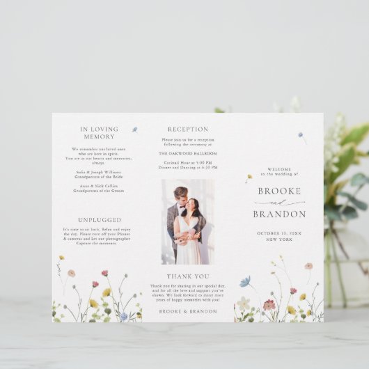 春カラフルワイルドフラワーメドウ結婚式 プログラム (スタンド正面)