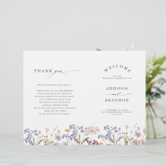 春カラフルワイルドフラワーメドウ結婚式 プログラム (スタンド正面)