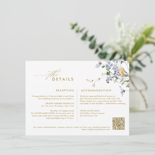 春カラフルワイルドフラワーメドウ金ゴールド結婚ズ エンクロージャーカード (スタンド正面)