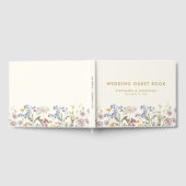 春カラフルワイルドフラワーメドウ金ゴールド結婚ズ ゲストブック (全面)