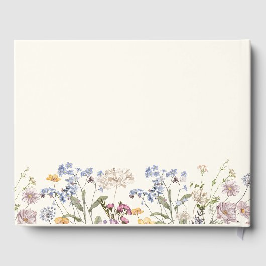 春カラフルワイルドフラワーメドウ金ゴールド結婚ズ ゲストブック (裏面)