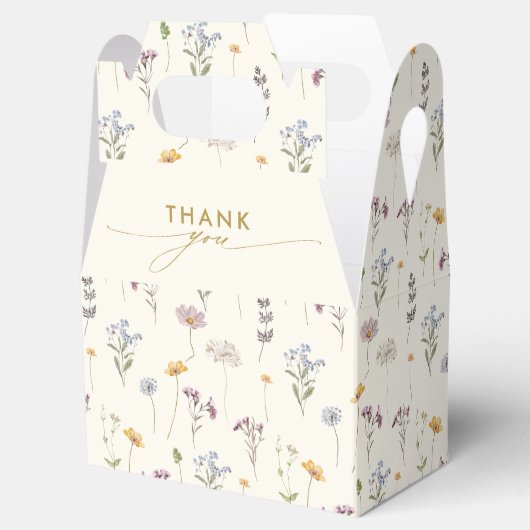 春カラフルワイルドフラワーメドウ金ゴールド結婚ズ フェイバーボックス (オープン)