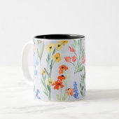 春カラフルワイルドフラワーメドウ ツートーンマグカップ (正面左)