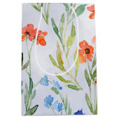 春カラフルワイルドフラワーメドウ ミディアムペーパーバッグ (正面)