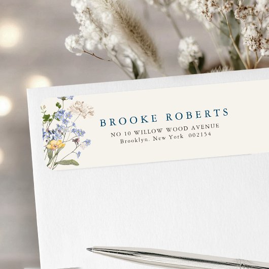 春カラフルワイルドフラワーメドーガーデンアドレス ラベル