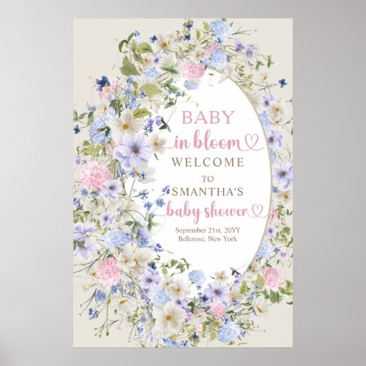 春カラフルワイルドフラワーメドーガーデンウェルカム ポスター (正面)