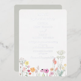 春カラフルワイルドフラワーモノグラム 箔招待状