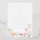春カラフルワイルドフラワーモノグラム 箔招待状 (正面)
