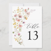 春カラフルワイルドフラワー結婚のテーブル番号 (正面)