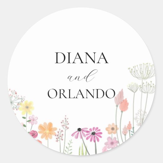 春カラフルワイルドフラワー ラウンドシール (正面)