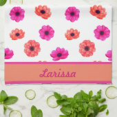 春カラフル熱帯花パターン名 キッチンタオル (折り畳み)