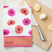 春カラフル熱帯花パターン名 キッチンタオル (四つ折り)