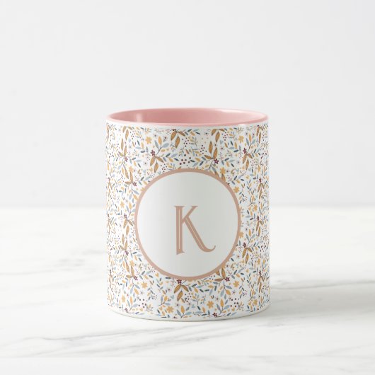 春カラフル花柄モノグラム マグカップ (中央)