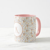 春カラフル花柄モノグラム マグカップ (正面右)