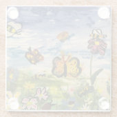 春カラフル蝶ヤナギ ガラスコースター (裏面)