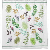 春カントリー水彩植物性シャワーカーテン シャワーカーテン (正面)