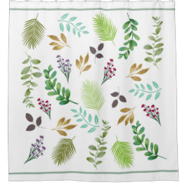 春カントリー水彩植物性シャワーカーテン シャワーカーテン