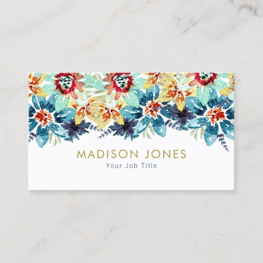 春ガーデエレガントンユニークウォーター色フローラ 名刺 (正面)