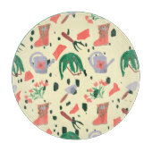 春ガーデニングドードルボタニカルイラストレーション カッティングボード (正面)