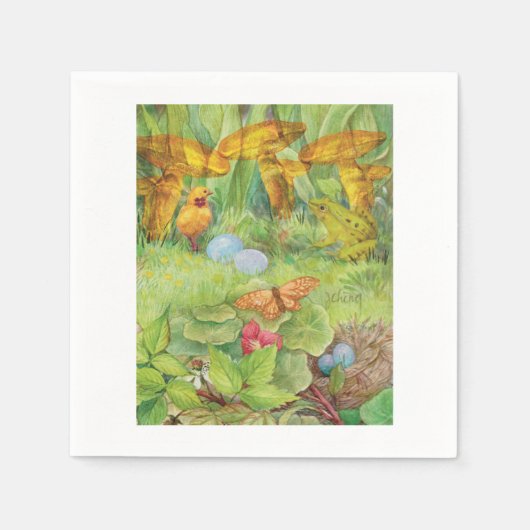 春ガーデンとシックとフロギー スタンダードカクテルナプキン (正面)