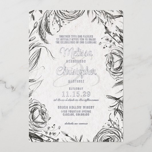 春ガーデンとフォト結婚式招待状 箔招待状 (正面)