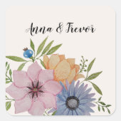 春ガーデンウォーターカラーベージュニュートラル スクエアシール (正面)