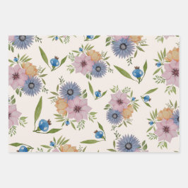 春ガーデンウォーターカラー赤面ピンク ラッピングペーパーシート