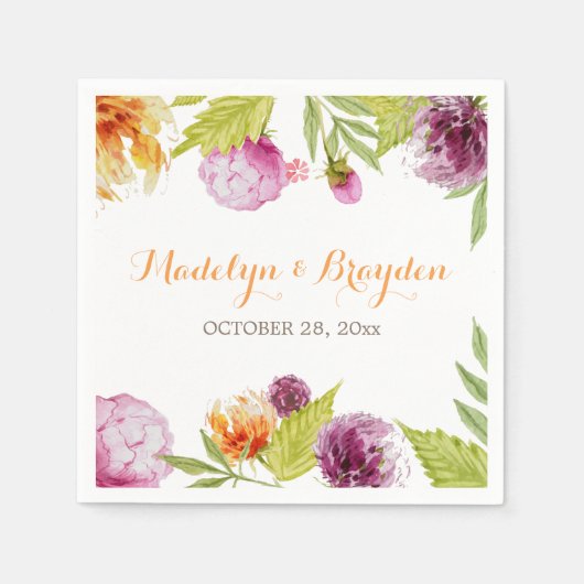 春ガーデンウォーター絵を描カラーフローラ スタンダードカクテルナプキン (正面)